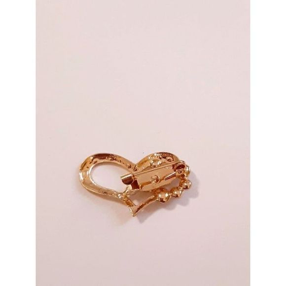 New Bijoux by Meera gold tone heart brooch rhinestones 1" bling - Picture 2 of 3